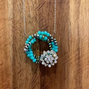 Necklace….Handmade 16” Sterling Silver Necklace w/a Turquoise Flower Pendant.